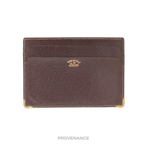 🔴 Gucci Cardholder Wallet - Vintage Logo Brown Leather - Picture 1 of 6